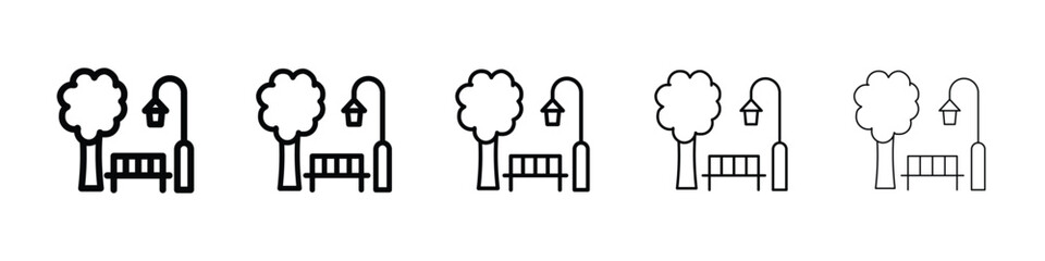 park icons in black stroke designs on white background