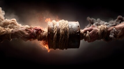 A dramatic image depicting the aftermath of a powerful explosion with flames smoke and debris scattered across the scene showcasing the destructive force and chaotic aftermath of the incident