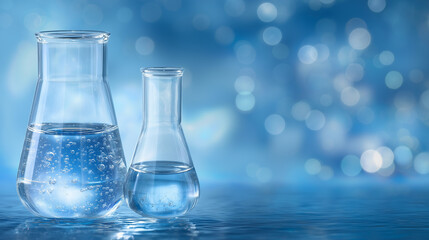 Water in a Beaker and Flask in Chemistry Lab Environment
