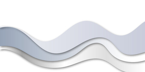 Abstract minimal wavy layered background with soft gray curves and shadow effects. Modern 3D paper-cut style design, perfect for web banners, presentations, or elegant graphic layouts.