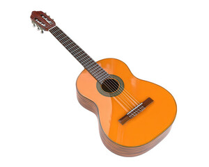 Fototapeta premium Classical guitar acoustic wooden string instrument isolated transparency background music six string traditional elegant design