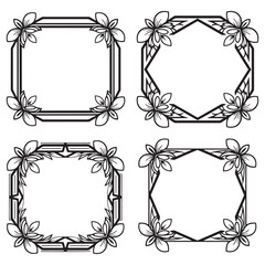 Vintage Engravings For Certificates Decorative Vector Floral Frames Set Collection
