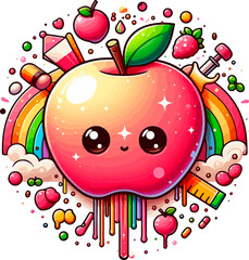 A vibrant red apple, a fresh and healthy fruit, perfect for a sweet and organic design illustration