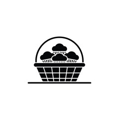 Simple of a Basket Full of Cupcakes on a White Background
