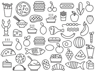 Food icons outline set.