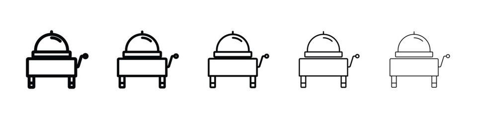 Room service icons in black stroke designs on white background