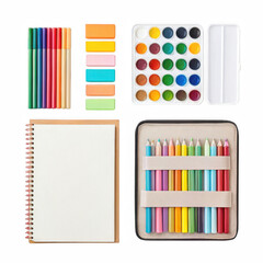 Obraz premium Kids drawing kits png children�s art sets png sketch and color tools png educational creative supplies png young artist pack png transparent background image