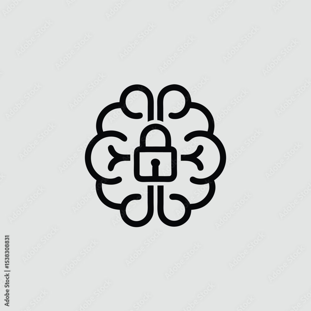 Poster brain security concept illustrating intellectual property protection with transparent background