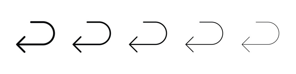 Send back icons in black stroke designs on white background