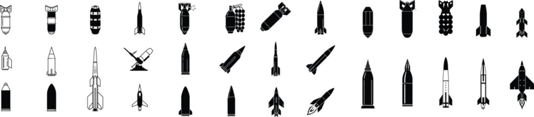 Diverse Collection of Military Ordnance A Visual Compilation of Bombs Missiles and Projectiles Representing a Range of Destructive Technologies