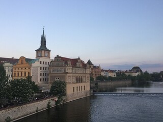 view of the river and the city of Prague