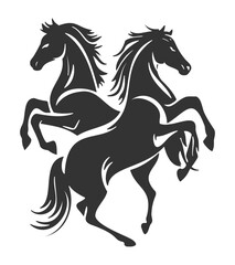 Rearing Horses Silhouette – Bold Modern Logo Design