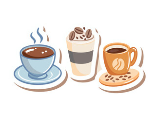Obraz premium coffee themed icons stickers - 3