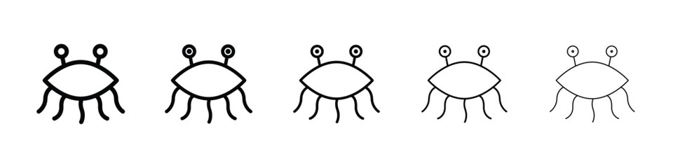 Spaghetti Monster Flying icons in black stroke designs on white background