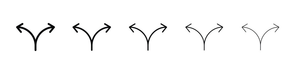 Split icons in black stroke designs on white background