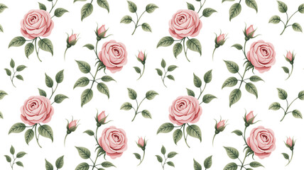Elegant watercolor rose pattern seamless design on black background for decoration