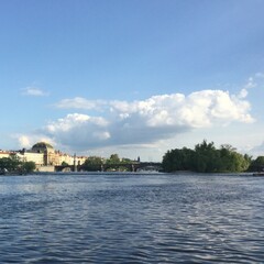 view of the river and the city of Prague
