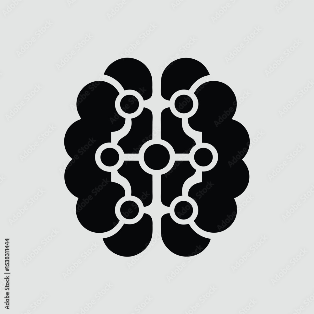 Poster abstract minimalist brain diagram illustrating neural networks and futuristic technology