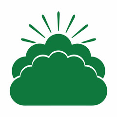 Green cloud with glowing sunburst icon suitable for various design projects