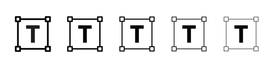 Text icons in black stroke designs on white background