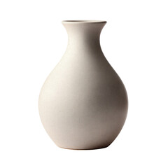 Minimalist ceramic vase with smooth matte texture on transparent background

