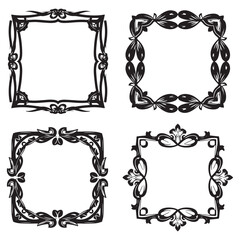 Ornate Square And Round Designs Decorative Vector Floral Frames Set Collection
