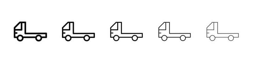 Truck container empty icons in black stroke designs on white background