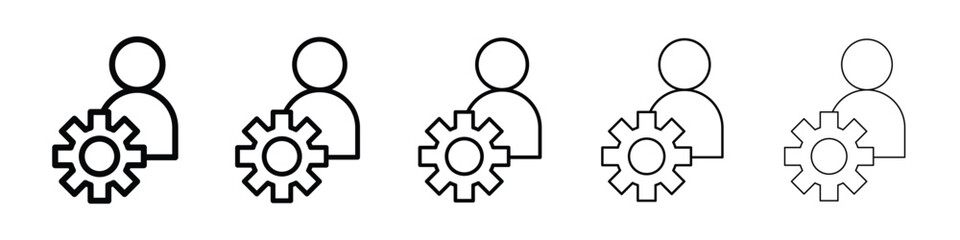 User gear icons in black stroke designs on white background