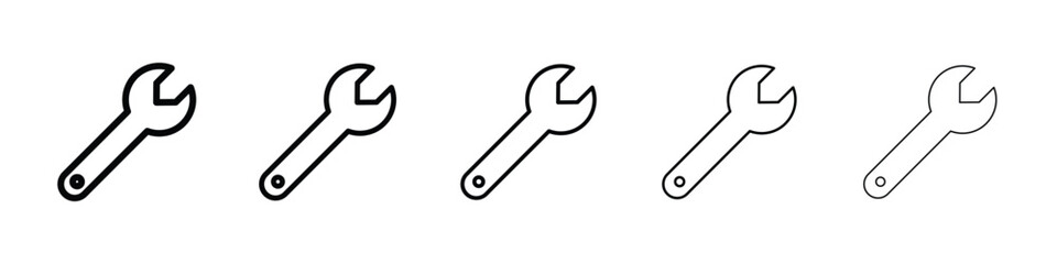 Wrench icons in black stroke designs on white background