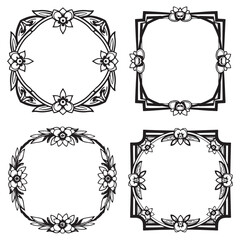 Festive Herbal Decorative Vector Floral Frames Set Collection
