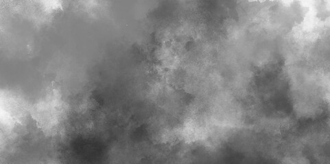 Abstract white and gray isolated cloud cumulus clouds. Gray aquarelle painted realistic fog or mist smoky textured canvas design. White and ash messy wall stucco texture background.	