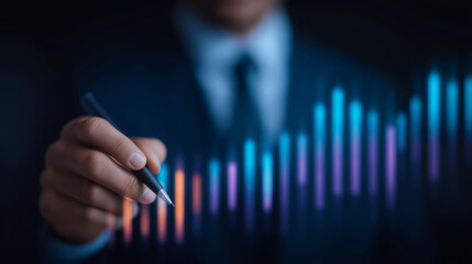 Businessman Analyzing Financial Data for Strategic Growth