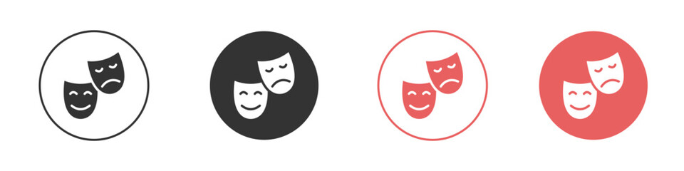 Theater masks icon simple flat graphic illustration.