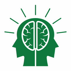 Green brain icon representing idea thinking intelligence and conceptualization
