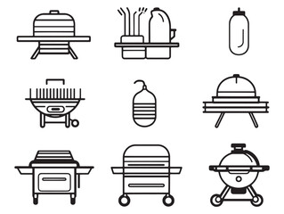 Outdoor Grill Line Art Vector Design Illustration 