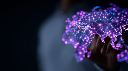 AI-Enhanced Businessman Searching Customer Data in Global Network