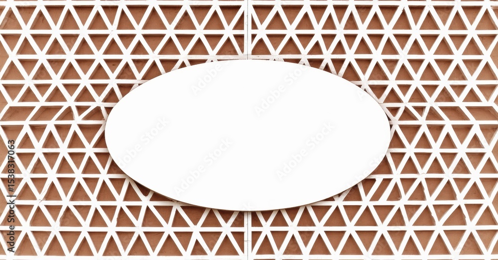 Aufkleber Geometric pattern features repeating triangles, creating textured wall. Oval shape provides negative space, contrasting background.