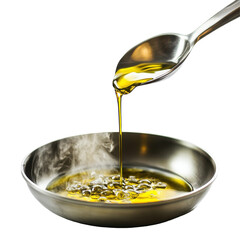 Pouring Olive Oil into a Hot Pan for Cooking Delicious Meals on transparent background