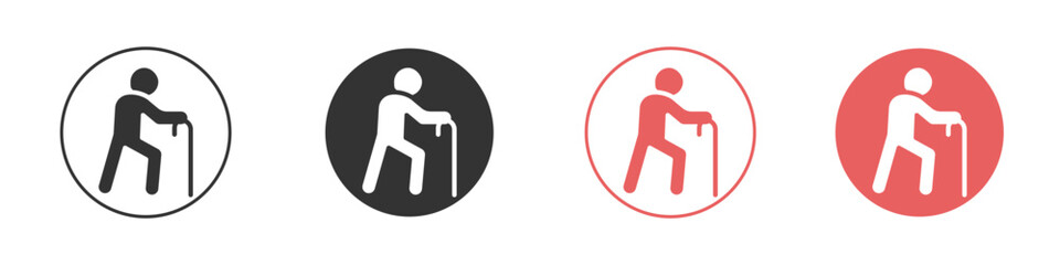 Person walking with cane icon simple flat graphic illustration.