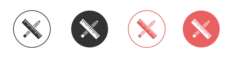 Pencil and ruler icon simple flat graphic illustration.