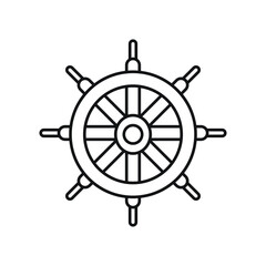 Ship steering wheel icon.Navy black helm isolated on white. Ship and boat steering wheel sign.Boat wheel control icon.Rudder,flat illustration.Travel,transportation,freight,passengers.