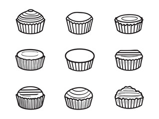 Peanut Butter Cups Delicious Sweet Treat Line Art Vector 