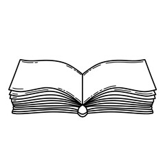 Open book outline vector. Hand drawn education and reading illustration. Blank pages storybook doodle