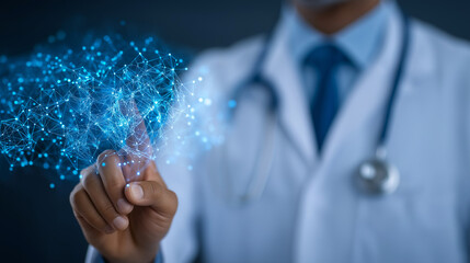 Doctor Collaborating with Team on Digital Health Network