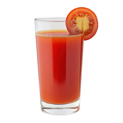tomato juice in glass isolated on white or transparent background