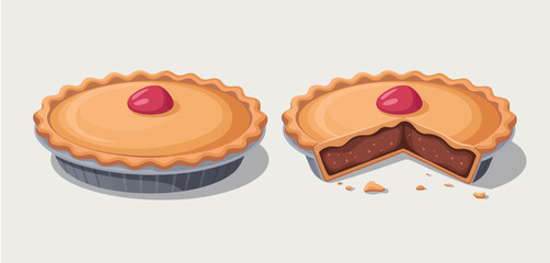 Delicious Cherry Pies Whole and Sliced for Dessert
