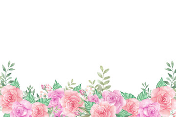 Watercolor flowers background vector for design.