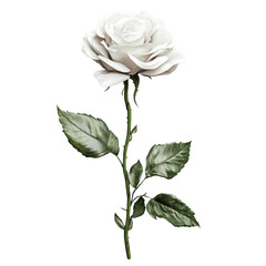 white rose isolated on white or transparent background