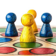 Wooden game piece yellow peg isolated on transparent background