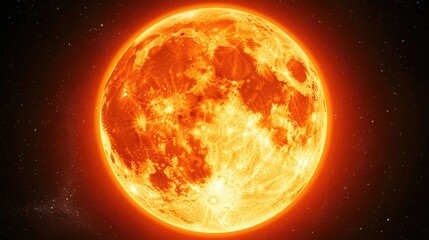 Fiery celestial body in the dark expanse of space.